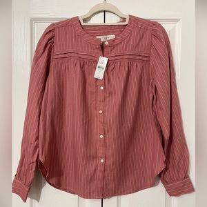 Loft Pink Stripe Button Down Top Size XS